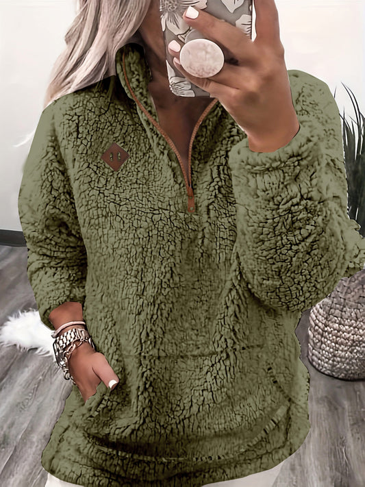 Cozy Fleece-Lined Zip-Up Hoodie – Soft Women’s Casual Sweatshirt