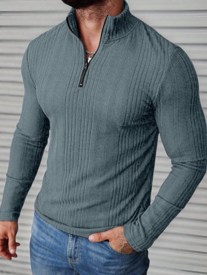 Sweat à capuche côtelé à col montant pour homme – Coupe ajustée et épaisse