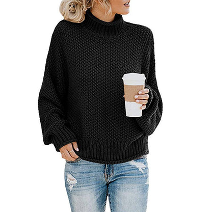 Loom & Soul™ Women’s Solid Turtleneck Sweater – Winter Knitted Long-Sleeve Pullover