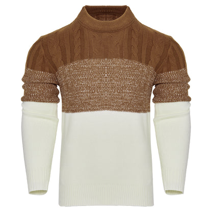 Suéter de punto trenzado a bloques de color para hombre – Jersey de manga larga