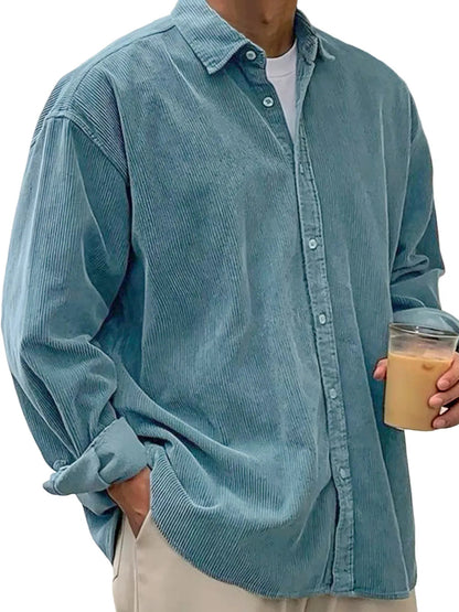 Veste-chemise en velours côtelé pour homme – Manteau décontracté coupe ample pour l'automne