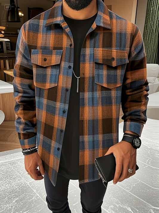 Men’s Green & Blue Plaid Shirt – Casual Button-Up Checkered Shirt