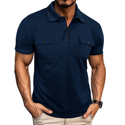 Loom & Soul™ Men’s Summer Polo Shirt – Short Sleeve Lapel Top with Chest Pocket