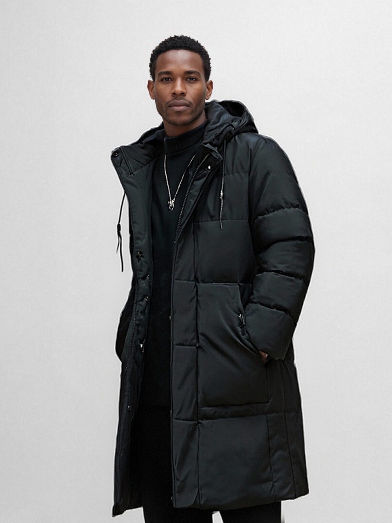 Chaqueta acolchada con capucha para hombre – Abrigo grueso y cálido para exteriores