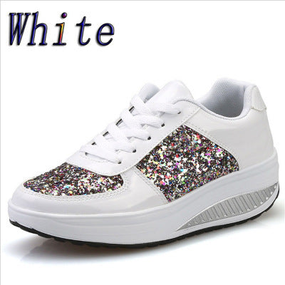 Loom & Soul™ Sequin Women’s High-Top Sneakers – Canvas & Leather Vulcanized Shoes with Rear Strap