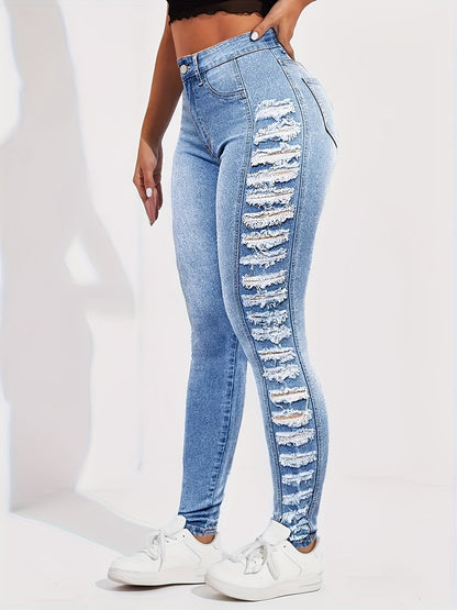 Jeans ajustados de tiro alto rotos – Ajuste elástico esculpido