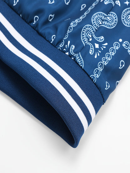 Men’s Paisley Bomber Jacket – Vintage Stand Collar Casual Outerwear