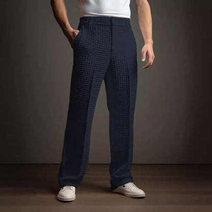 Pantalon de costume droit gaufré pour homme – Pantalon décontracté et d'affaires toutes saisons