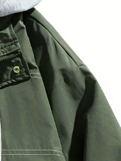 Loom & Soul Men’s Color Block Zip Jacket – Lightweight Hooded Windbreaker