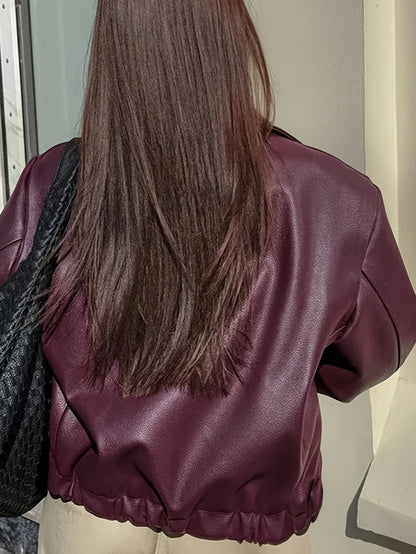 Women’s Retro Motorcycle Jacket – Classic Lapel All-Season Casual Coat