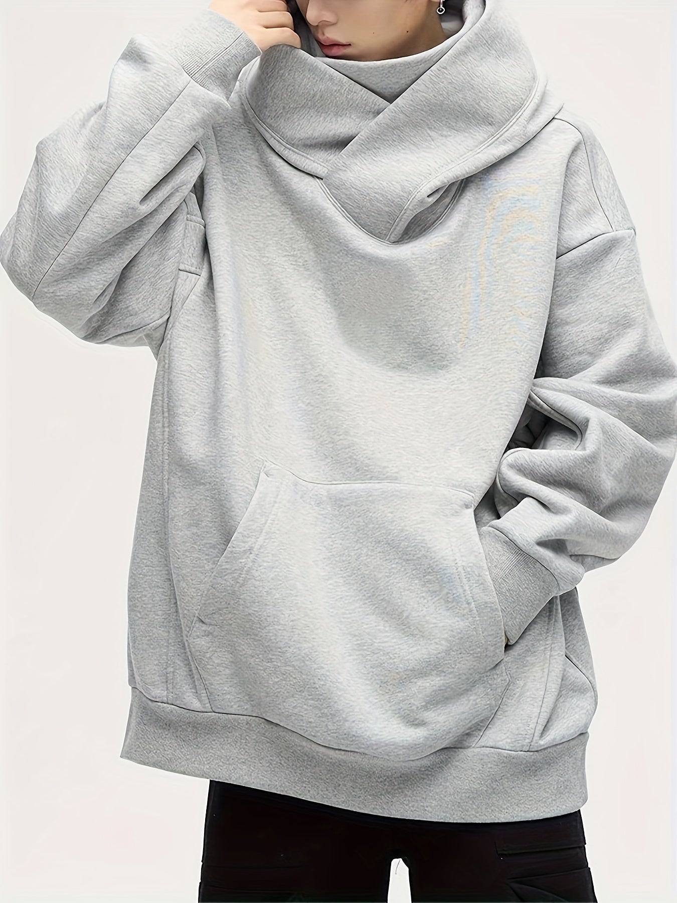 Men’s Oversized Plush Hoodie – High Street Ninja Style Pullover