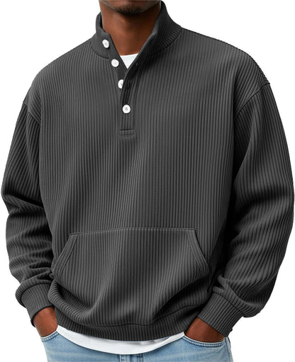 Sweat-shirt homme col roulé uni – Polo décontracté à manches longues