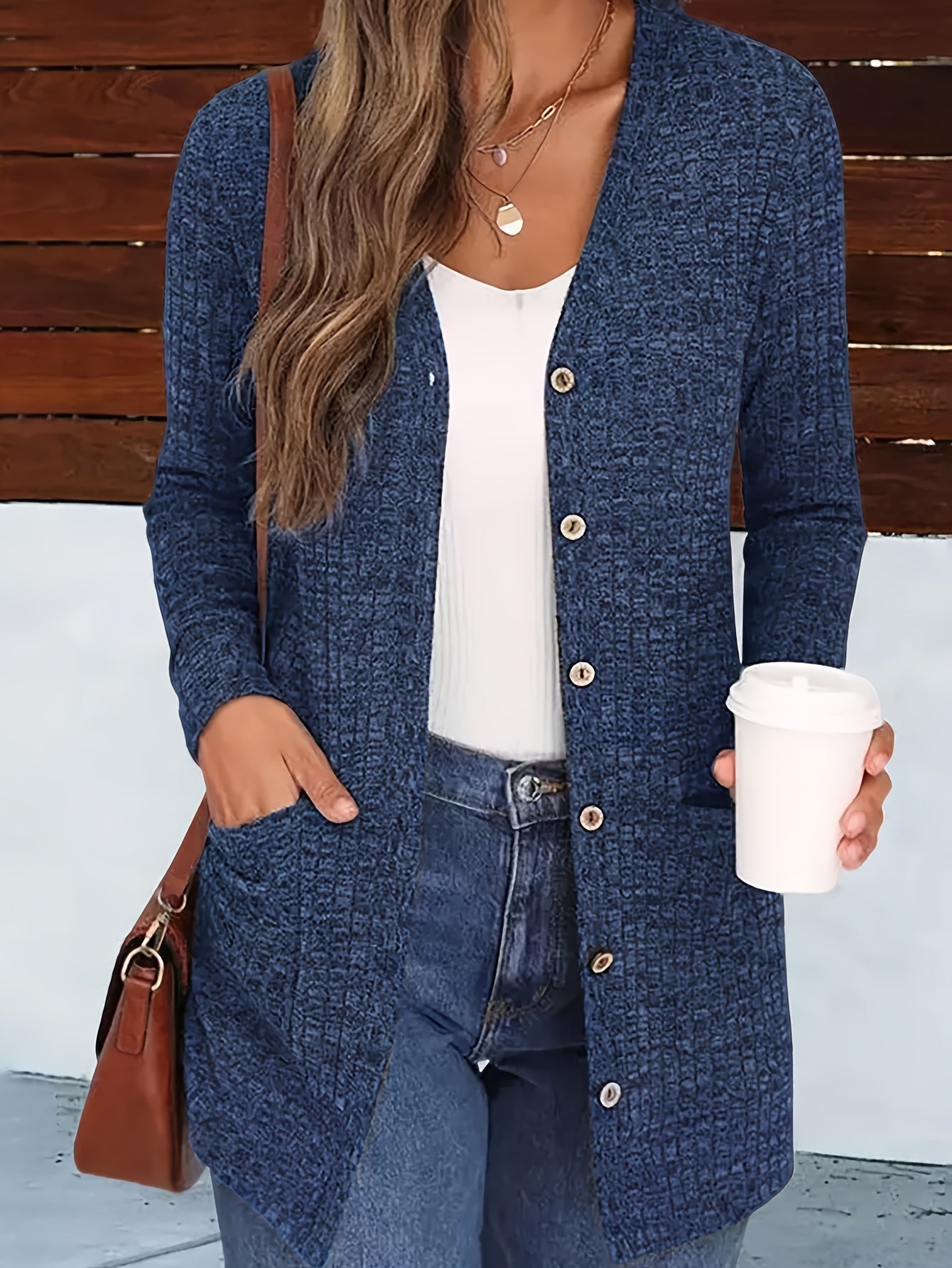 Women’s Elegant V-Neck Cardigan – Cozy Button-Up Fall Sweater
