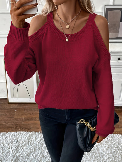Women’s Elegant Crew Neck Pullover – Soft Knit Fall/Winter Sweater