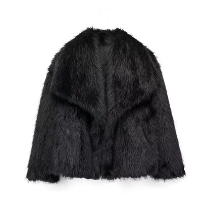 Loom & Soul™ Fluffy Lapel Plush Coat – Women’s Warm Winter Jacket for Effortless Chic Comfort