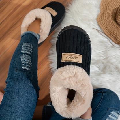Pantuflas de Mujer con Suela Gruesa – Comodidad Cálida de Invierno para Interiores