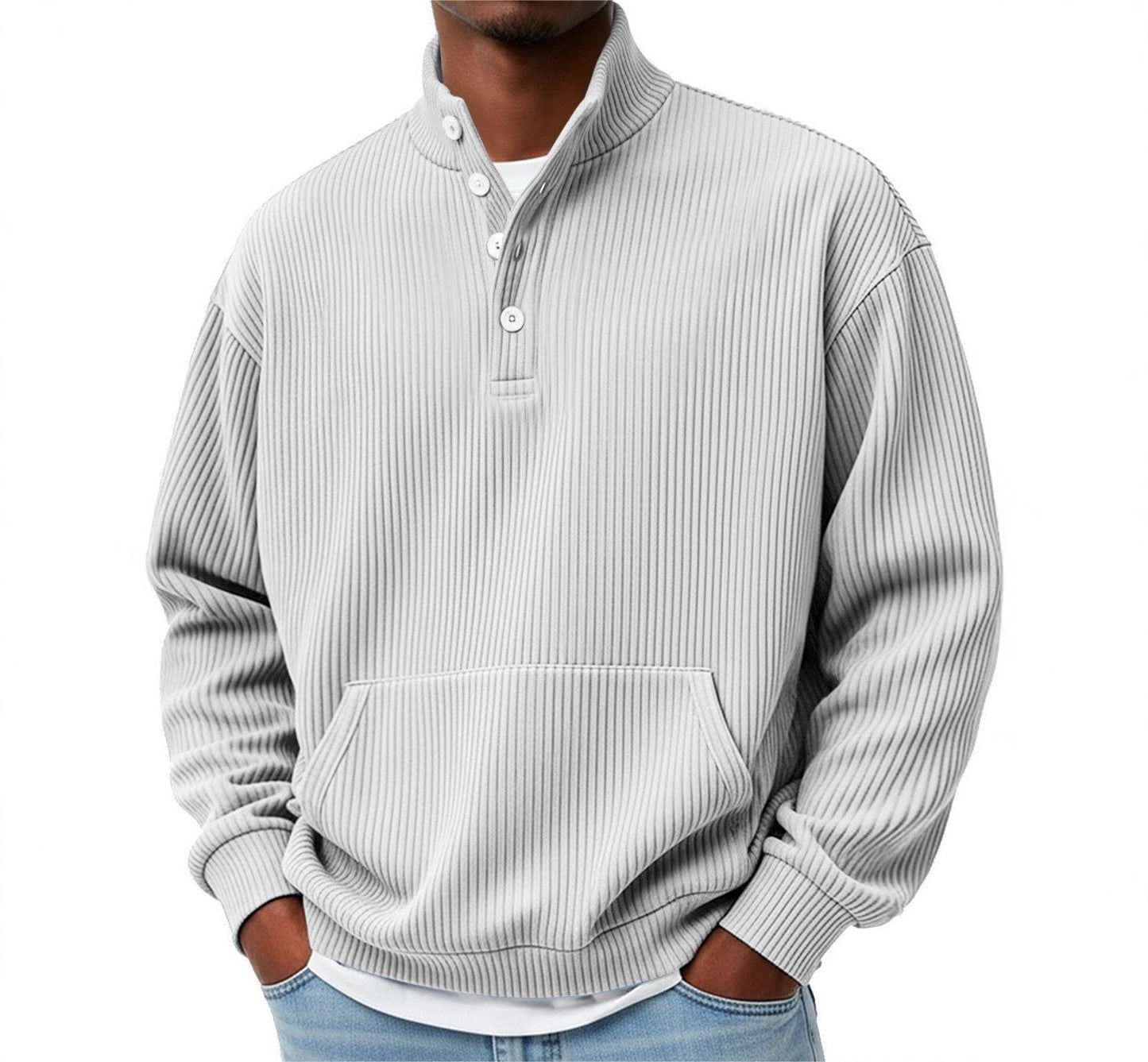 Sweat-shirt homme col roulé uni – Polo décontracté à manches longues