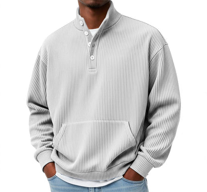 Sweat-shirt homme col roulé uni – Polo décontracté à manches longues