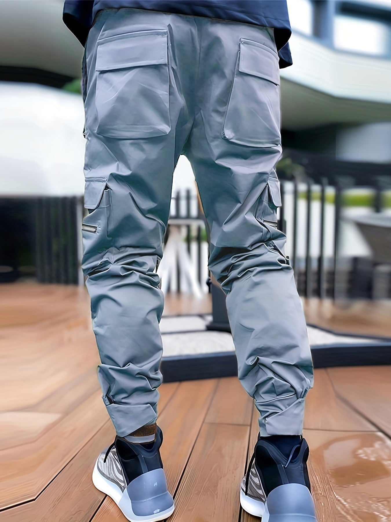 Men’s Reflective Cargo Pants – Loose-Fit Multi-Pocket Sports Trousers