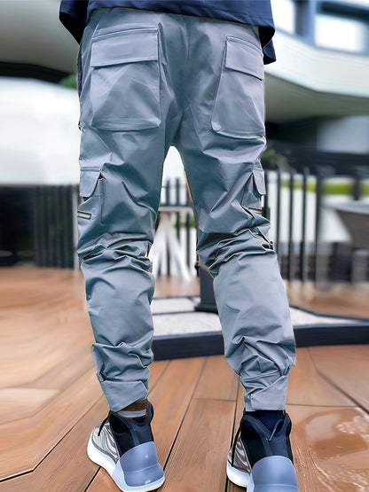 Men’s Reflective Cargo Pants – Loose-Fit Multi-Pocket Sports Trousers