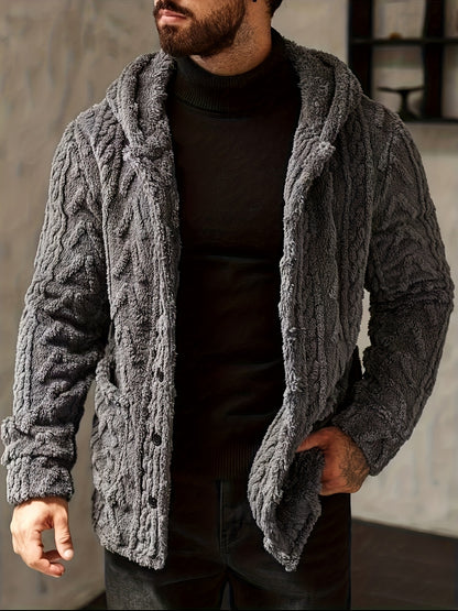 Veste à Capuche Polaire Douillette Homme – Cardigan Boutonné Hiver