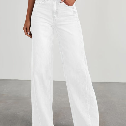Women’s High-Waist Wide-Leg Jeans – Casual Stretch Baggy Denim