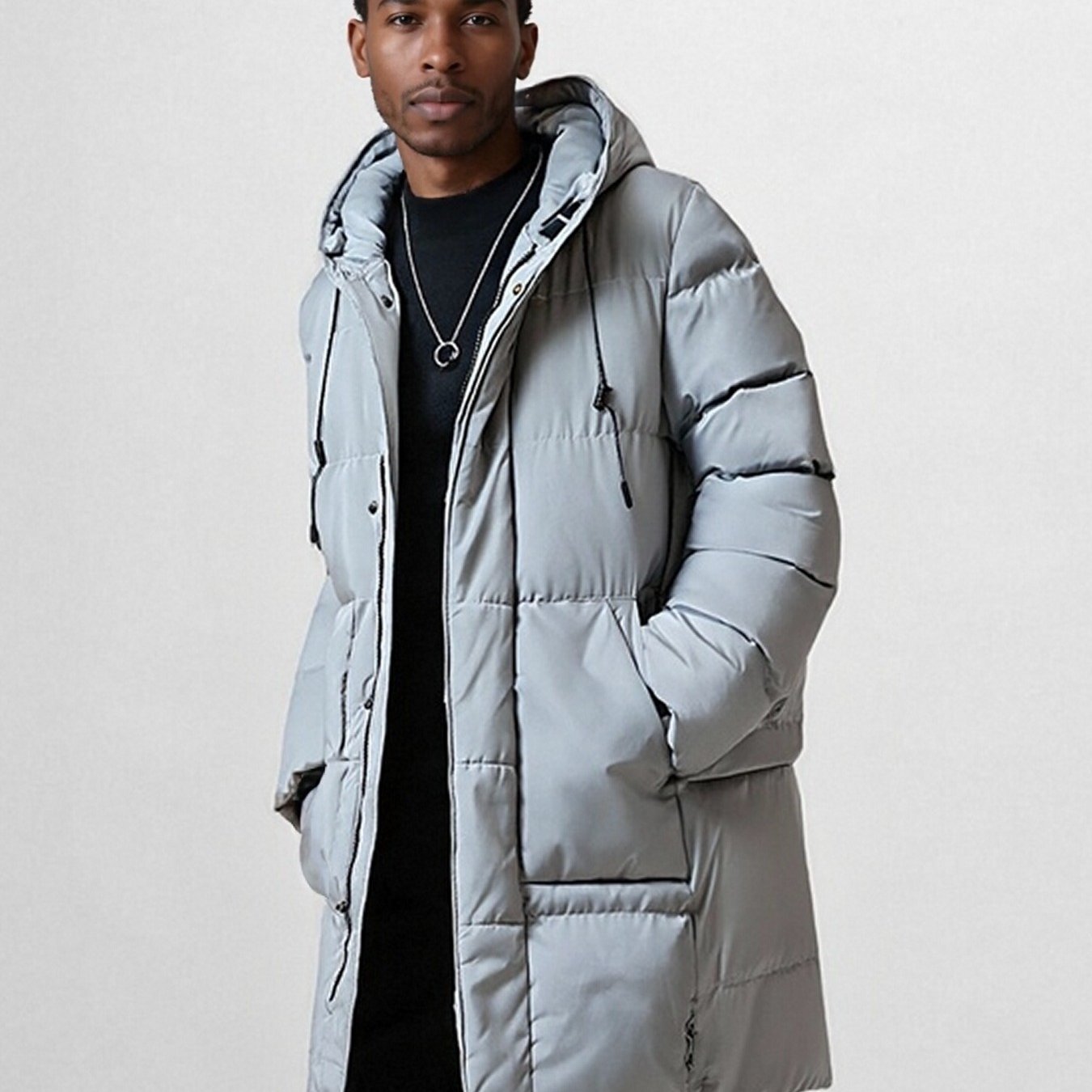 Chaqueta acolchada con capucha para hombre – Abrigo grueso y cálido para exteriores