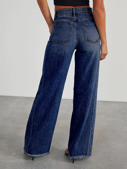 Women’s High-Waist Wide-Leg Jeans – Casual Stretch Baggy Denim