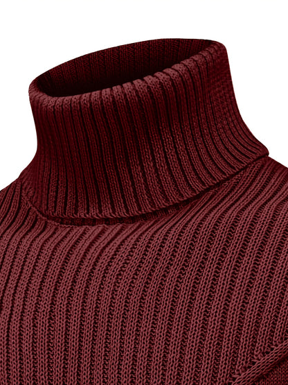 Suéter de cuello alto trenzado vintage para hombre – Jersey de punto clásico