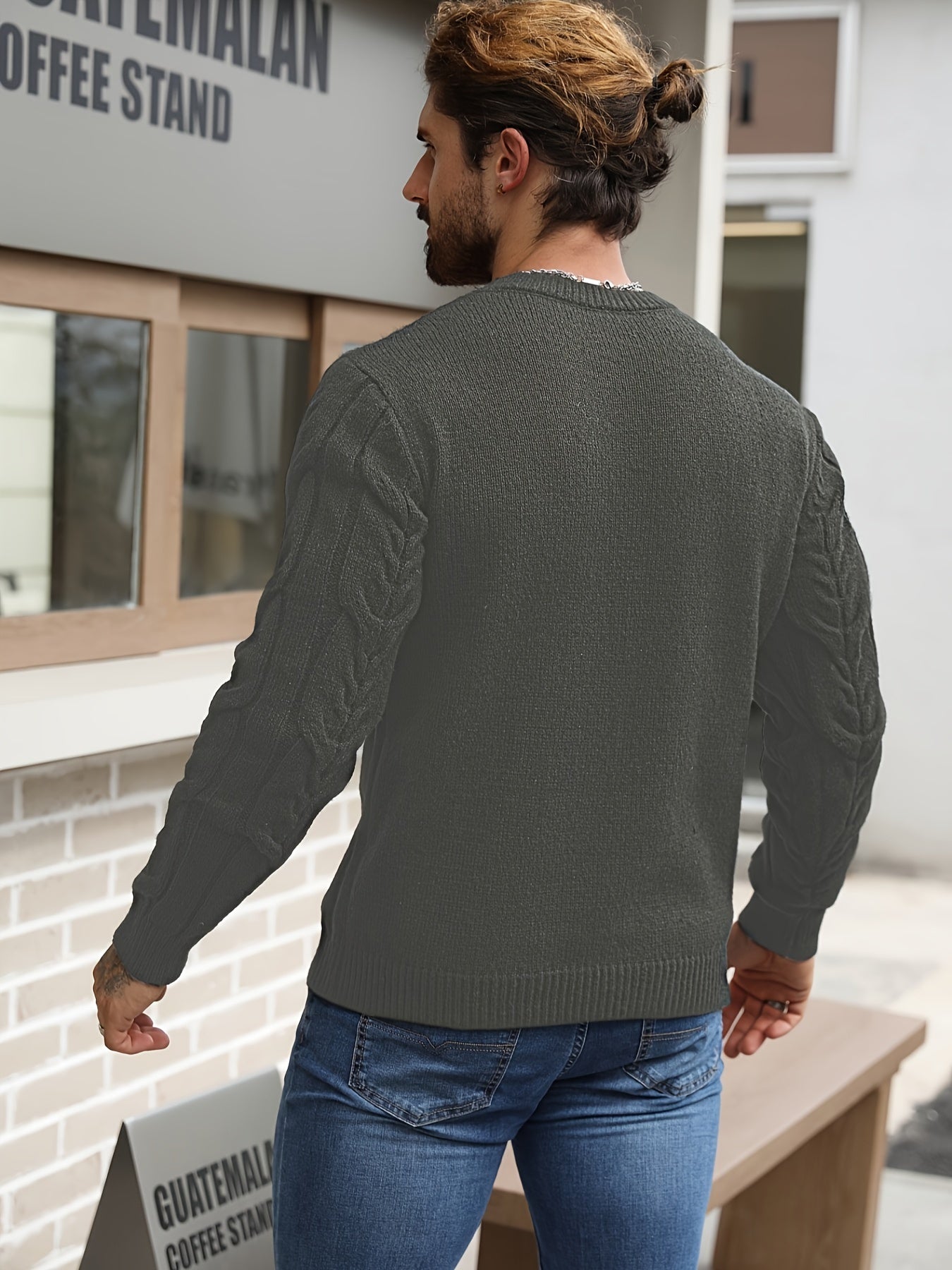 Men’s Striped Knit Sweater – Soft Crewneck Ribbed Trim Pullover