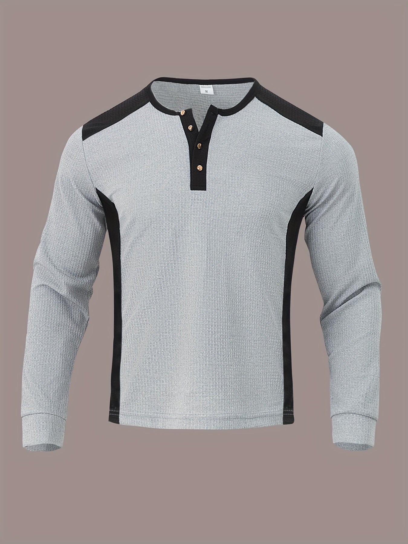 Men’s Waffle Henley Shirt – White & Black All-Season Button Top