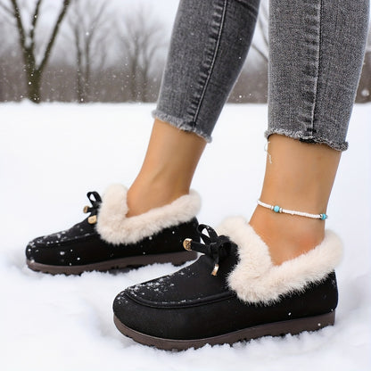 Mocasines de mujer con forro polar – Zapatos de invierno cálidos sin cordones