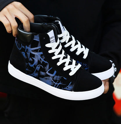 Loom & Soul Men’s Korean Edition High-Top Shoes – Non-Slip Casual Sneakers for All Seasons