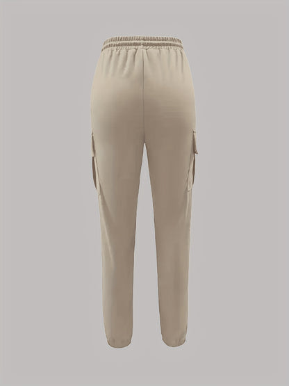 Women’s Black Cargo Pants – Elastic Drawstring Workwear Trousers
