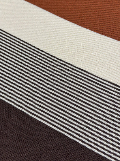 Suéter tipo jersey de punto a rayas para hombre – Clásico, manga larga, cuello redondo