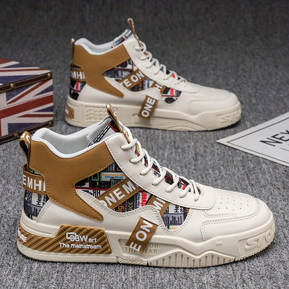 Men’s High-Top Skateboard Shoes – Trendy Casual Street Sneakers