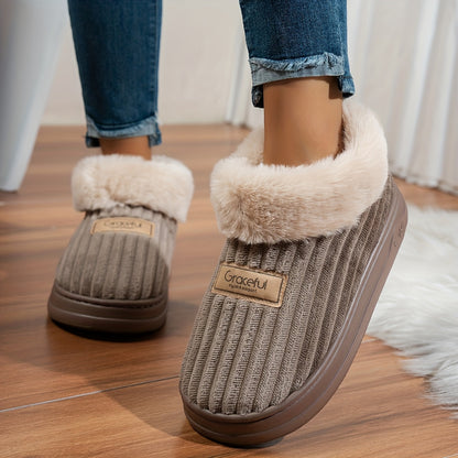 Pantuflas de Mujer con Suela Gruesa – Comodidad Cálida de Invierno para Interiores