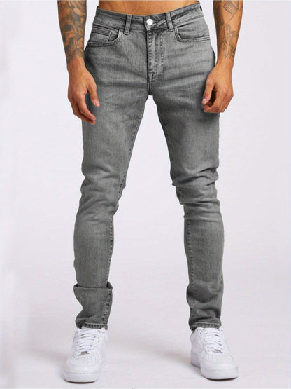 Men’s Gray Slim-Fit Stretch Jeans – Breathable, Modern All-Season Denim