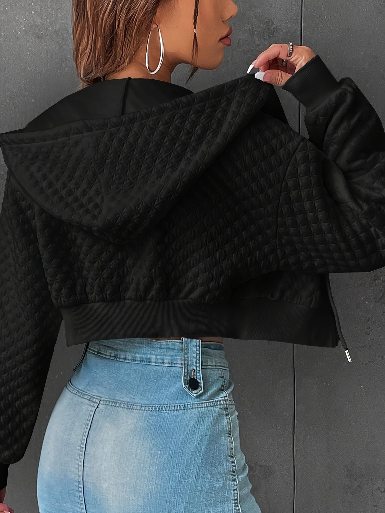 Women’s Elegant Letter Hoodie – Red & Black Cropped Street Pullover