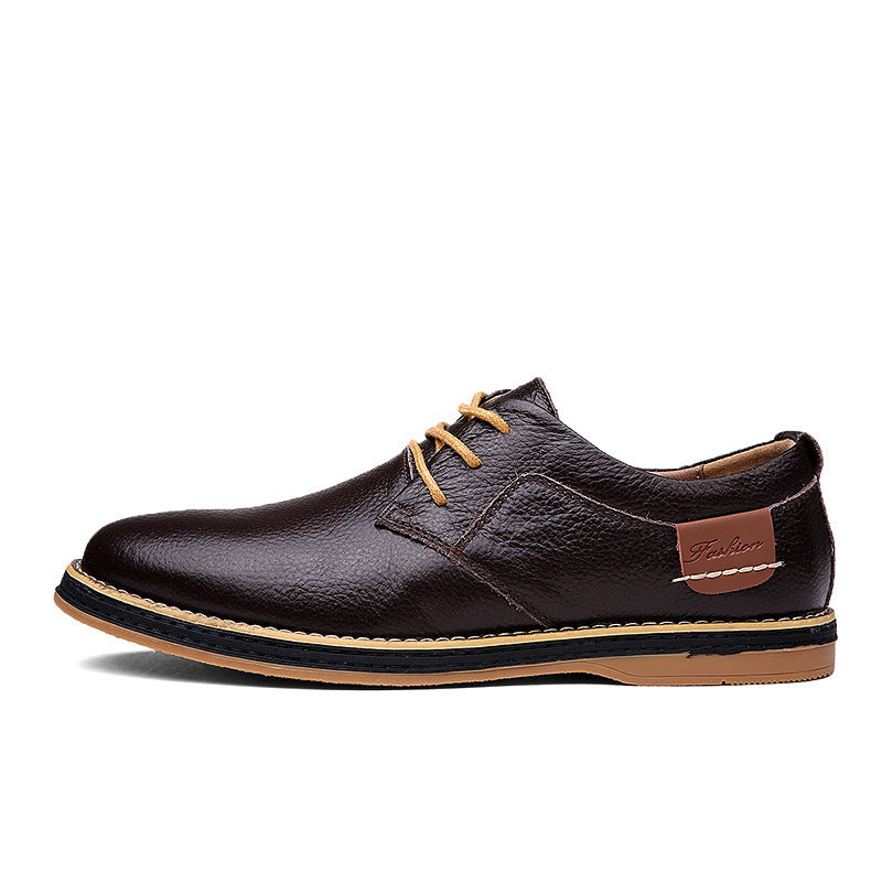 Loom & Soul™ Men’s Casual Leather Dress Shoes – British-Style Low-Top Business Shoes with Breathable Comfort & Rubber Sole
