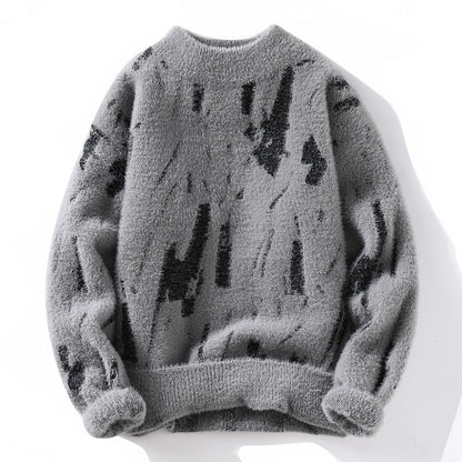 Men’s Fleece-Lined Thick Knit Sweater – Winter Loose Pullover