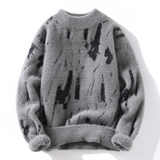 Pull en maille épais doublé polaire pour homme – Coupe ample d'hiver