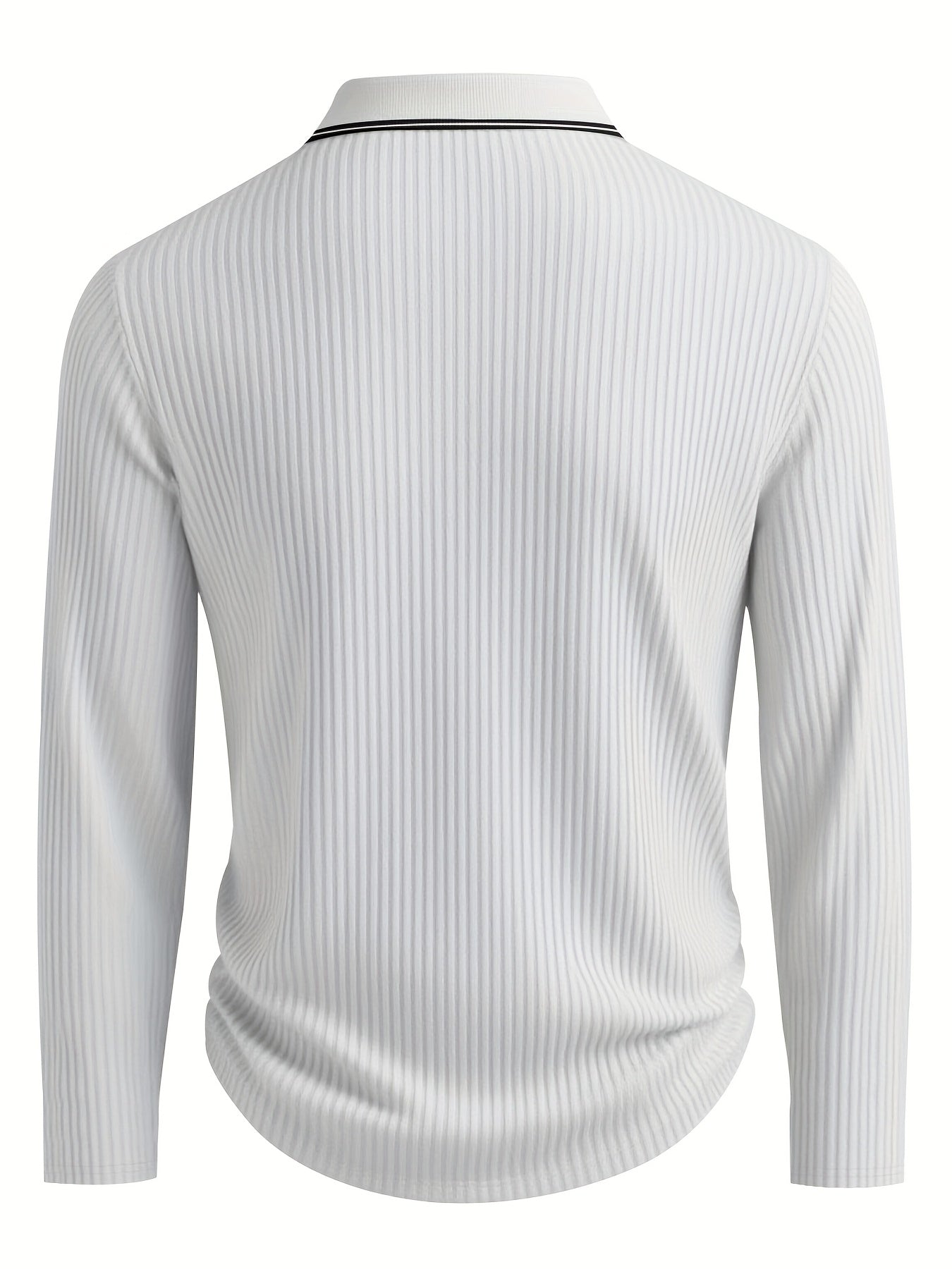 Men’s Stripe Polo Shirt – Relaxed Fit Long Sleeve Casual Top