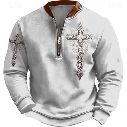 Men’s 3D Digital Print Zip-Up Sweatshirt – Spring & Autumn Style
