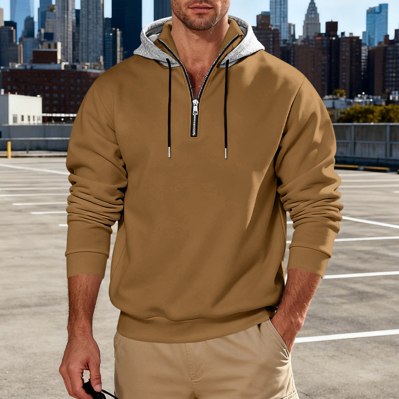 Sudadera con capucha de cuello alto para hombre – Sudadera informal de lujo para viajeros