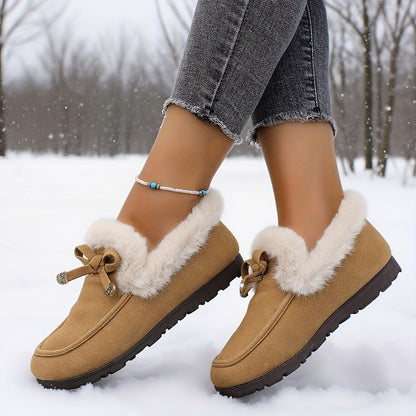 Mocasines de mujer con forro polar – Zapatos de invierno cálidos sin cordones