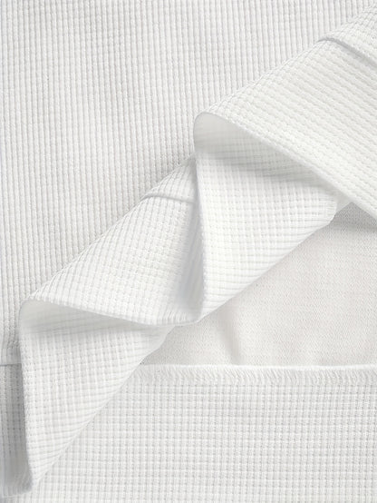 Men’s Waffle Knit Sweatshirt – Color Block Crewneck Casual Pullover