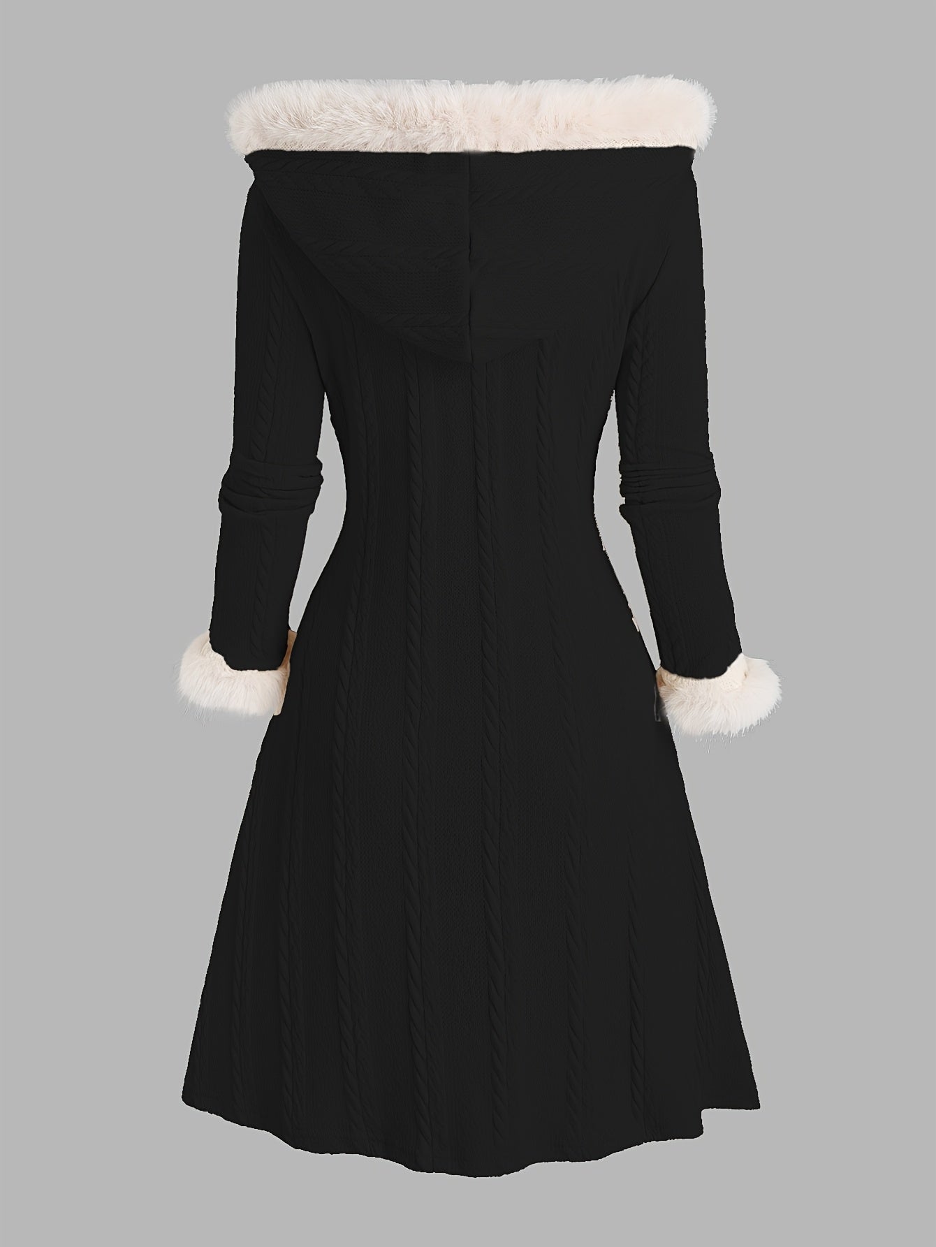 Women’s Y2K Plaid Hooded Coat – Red & White Patchwork Long Winter Jacket