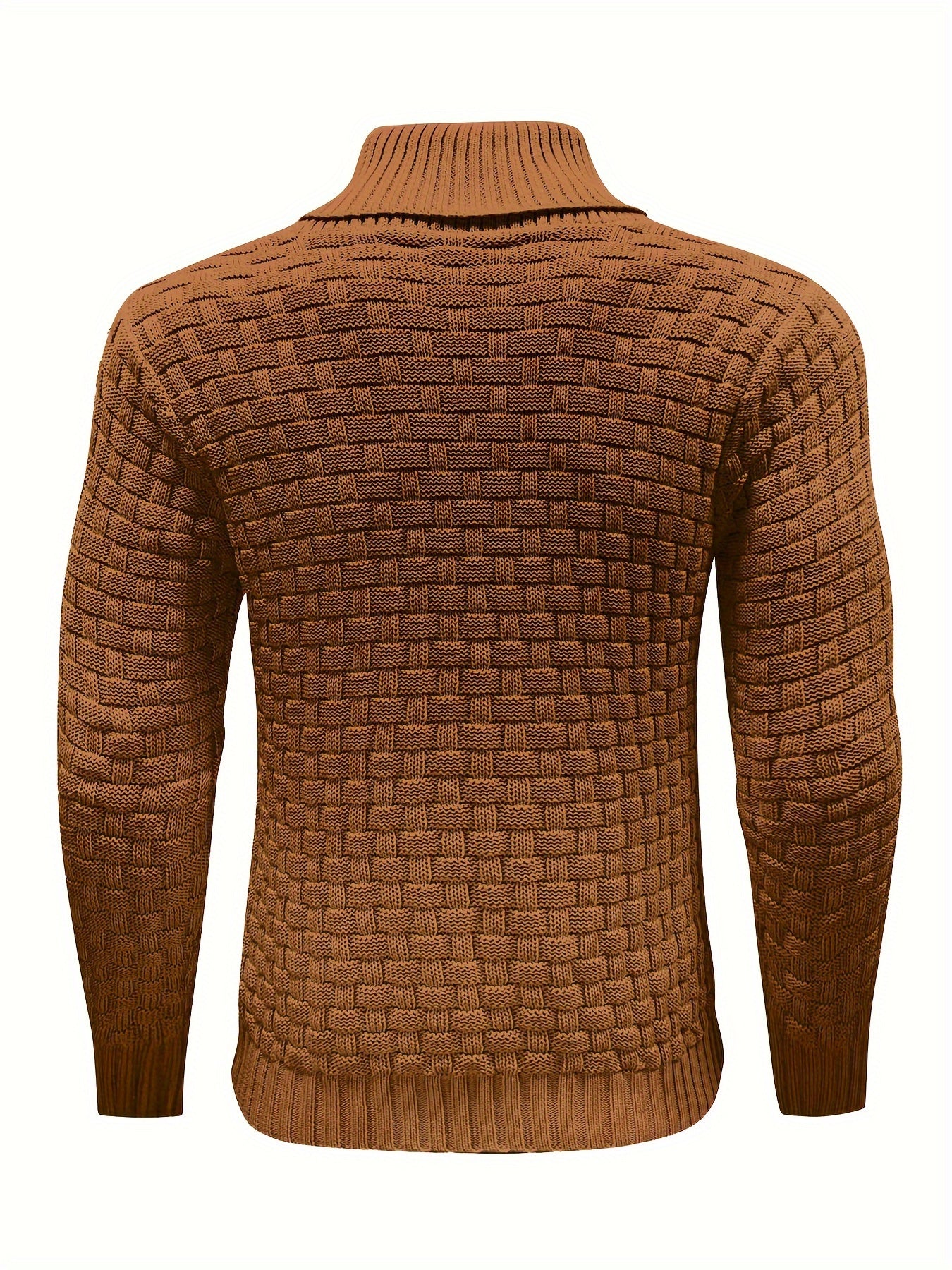 Men’s Waffle Knit Sweater – High Stretch Pullover with Lapel Collar
