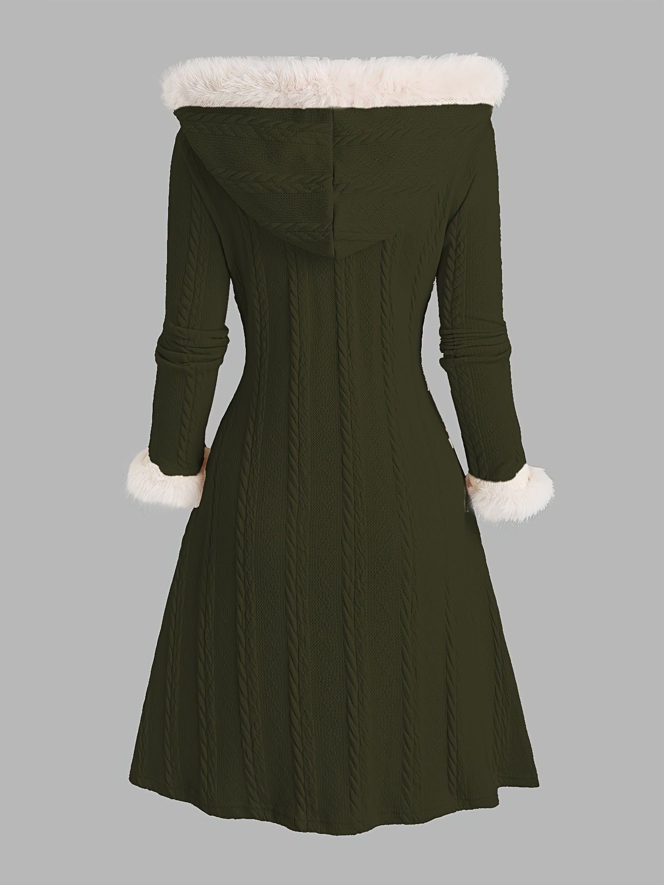 Women’s Y2K Plaid Hooded Coat – Red & White Patchwork Long Winter Jacket